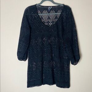 Ralph Lauren black crochet coverup tunic dress